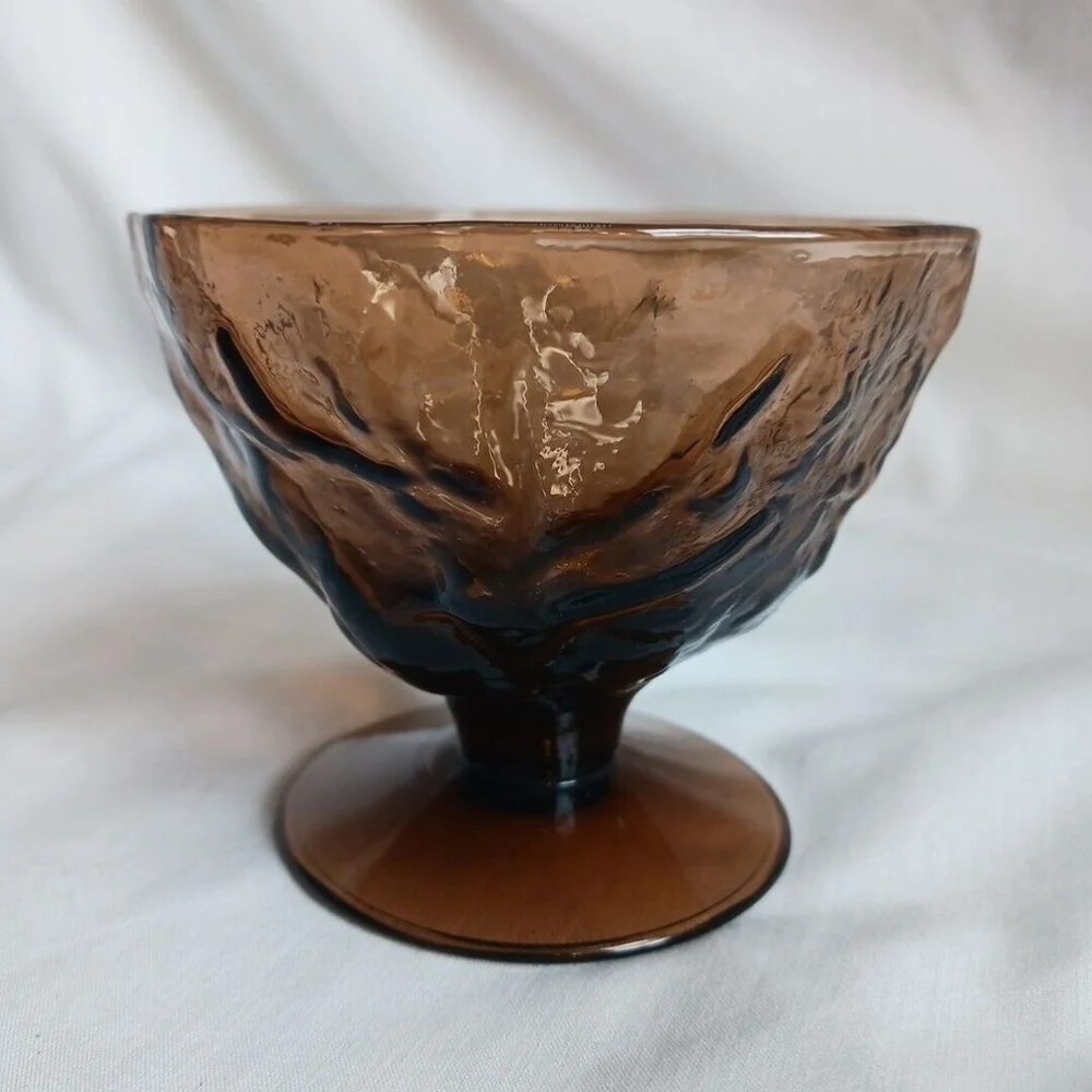 Seneca Glass Brown Driftwood Champagne Sherbet Dish